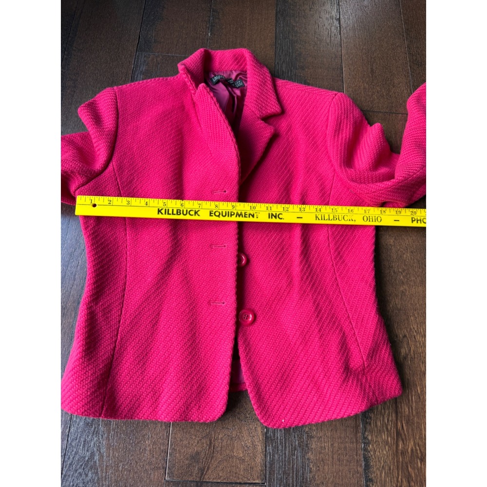 Lafayette 148 New York Petite Pink wool Textured 3 Button Blazer Size 8P - Picture 8 of 9